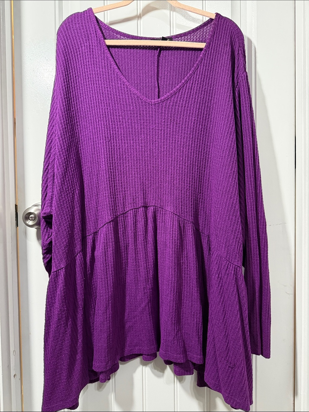 Lane Bryant Violet Purple Waffle-Knit V-Neck Tunic